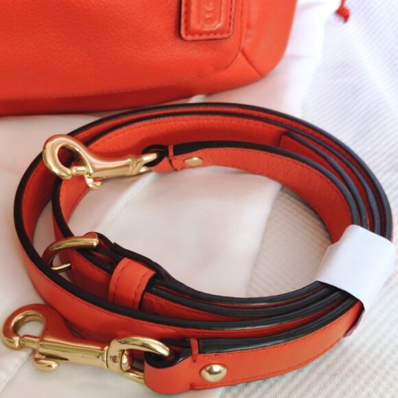 Coach Soho Leather Campbell Flap Convertible Satchel in Hot Orange & Brass, EUC - Picture 16 of 16